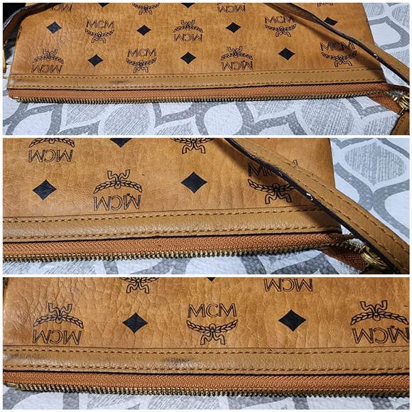 MCM Visetos Liz Shopper Pochette/Shoulder Bag Cognac - Picture 8 of 10